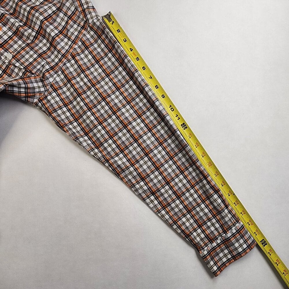 Cinch Shirt Mens S Small Orange GrayPlaid Button Down Long Sleeve Western Cotton - Picture 8 of 8